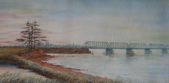 Old Hillsboro Bridge painted by Helen Haszard (1890-1970)