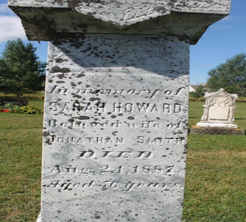Sarah Howard's tombstone, West River United Church, formerly Cornwall United Church, Cornwall, PEI